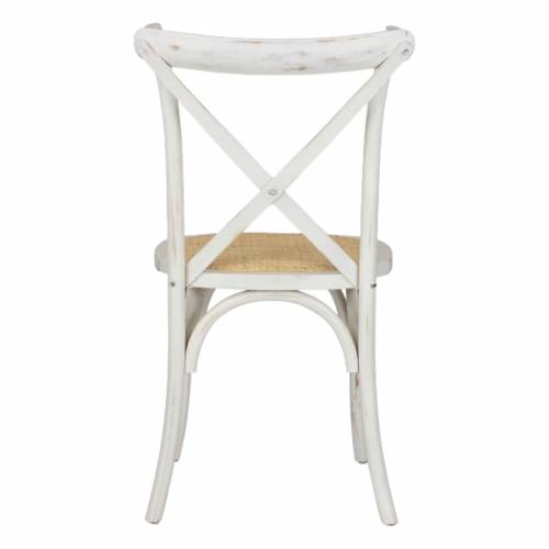 SEDIA IN LEGNO SHABBY CHIC BIANCO ANTICATO MIKY SEDUTA PAGLIA